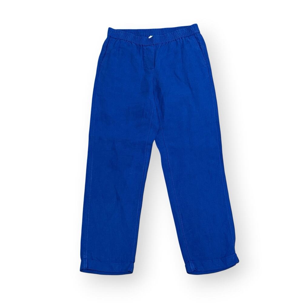 J. Jill Love Linen Pull On Pants XS Royal Blue Cuffed Beach Coastal Lagenlook